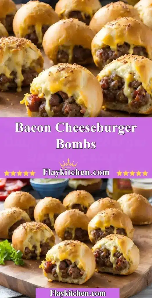 Bacon Cheeseburger Bombs - Juicy burgers wrapped in crispy dough, perfect for parties.