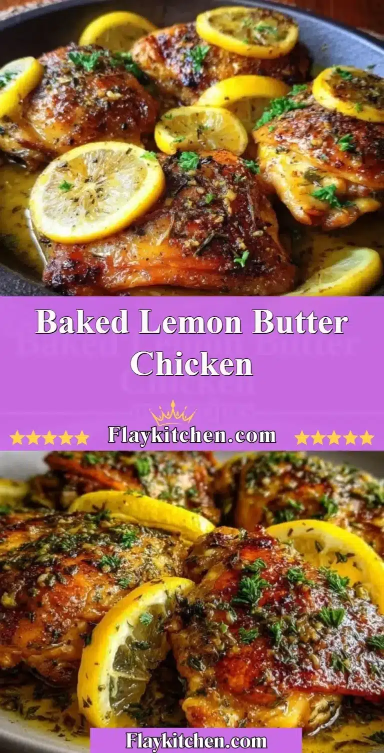 Baked Lemon Butter Chicken with fresh herbs and lemon slices
