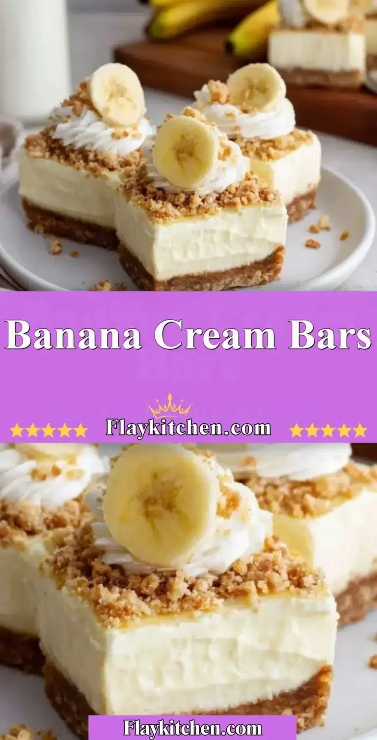 Delicious banana cream bars topped with whipped cream and banana slices