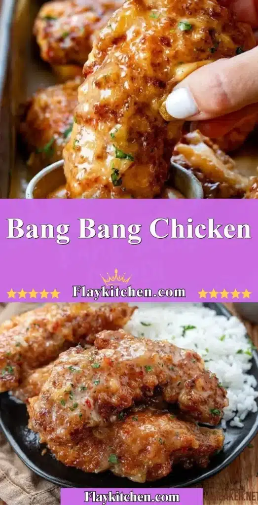 Delicious Bang Bang Chicken served with a spicy sauce and garnished with green onions