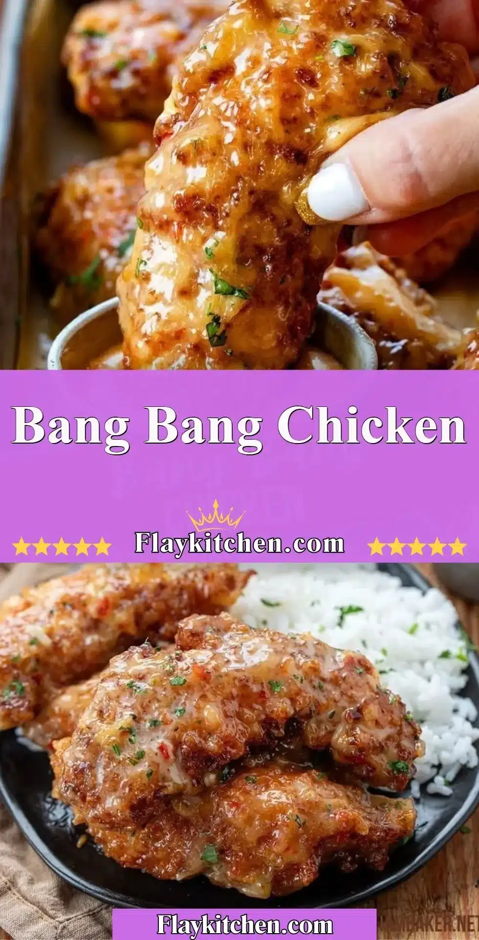 Delicious Bang Bang Chicken served with a spicy sauce and garnished with green onions