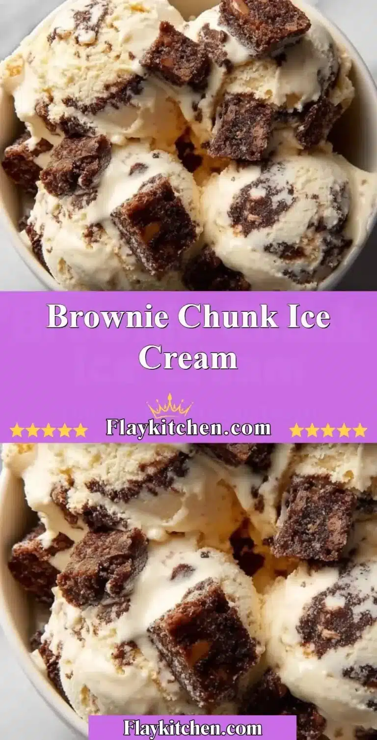 Delicious Brownie Chunk Ice Cream with rich brownie pieces and creamy texture