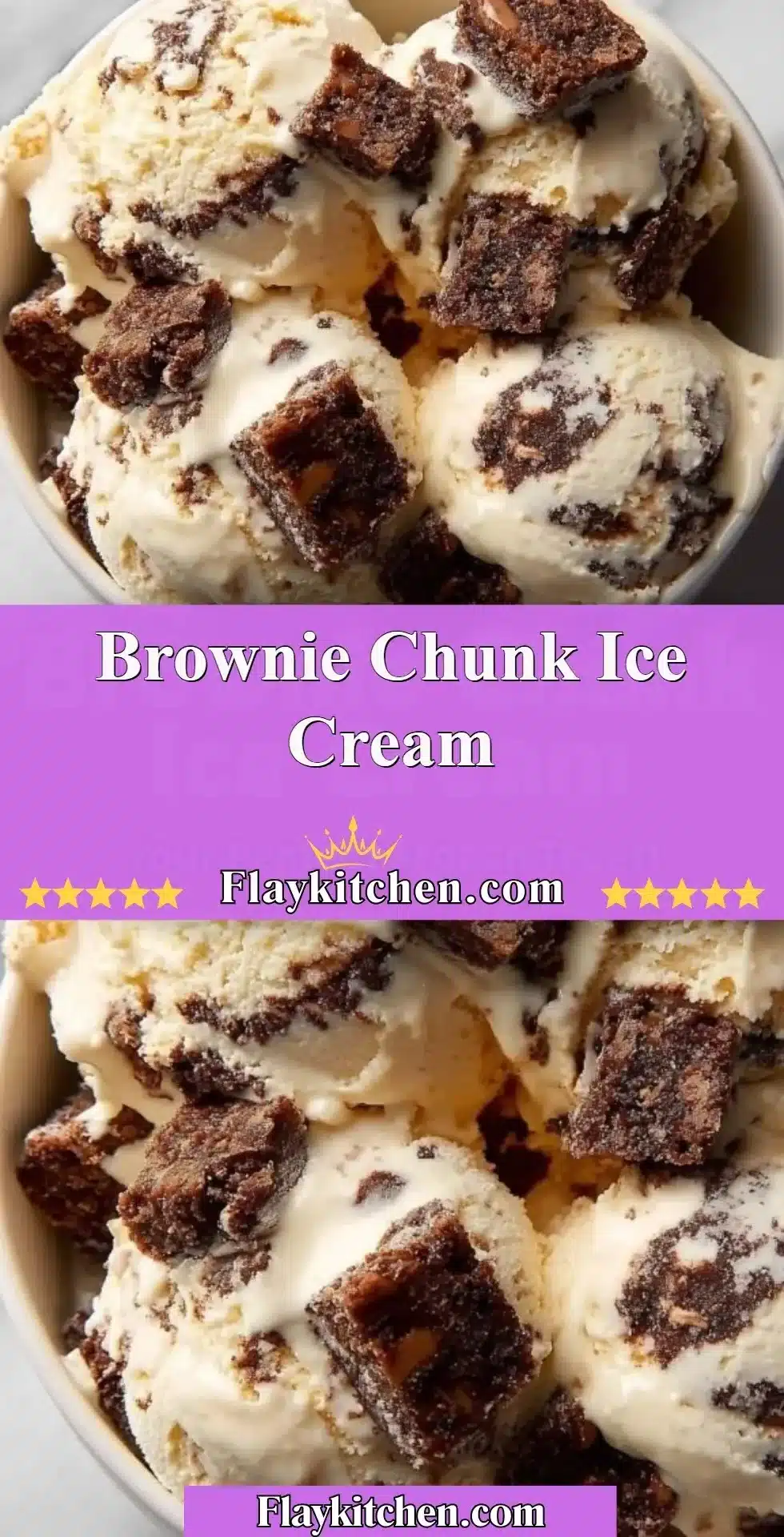 Delicious Brownie Chunk Ice Cream with rich brownie pieces and creamy texture