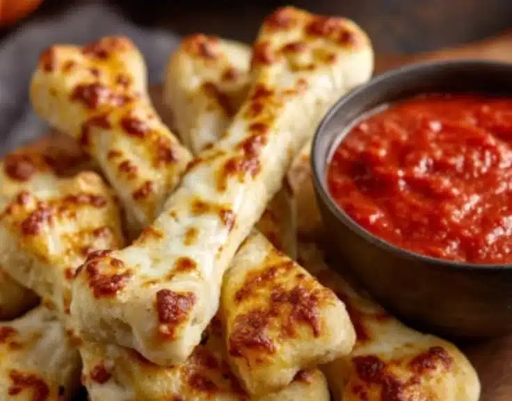 Cheesy Halloween breadstick bones shaped for spooky celebrations.