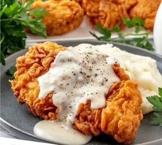 Deliciously crispy Chicken Fried Chicken served with sides