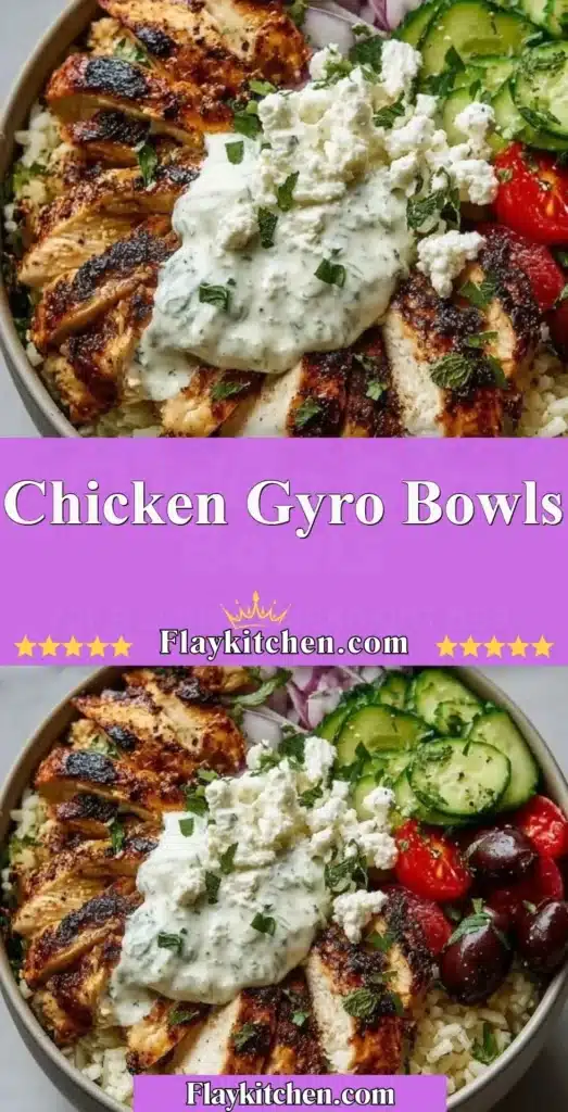 Delicious Chicken Gyro Bowl with fresh vegetables and sauce