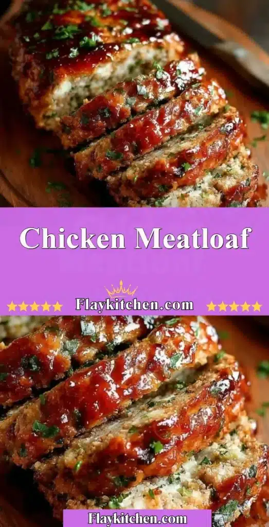 Baked Chicken Meatloaf served with vegetables on a plate