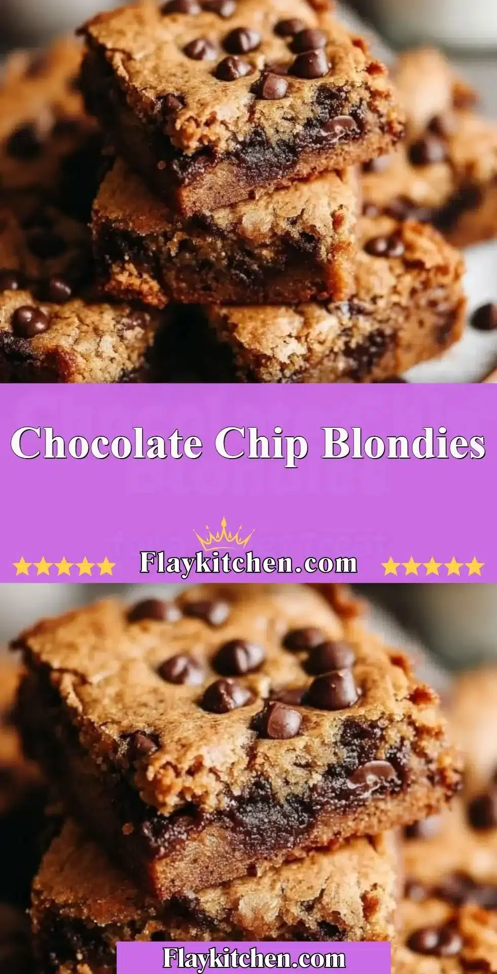 Delicious homemade chocolate chip blondies on a plate