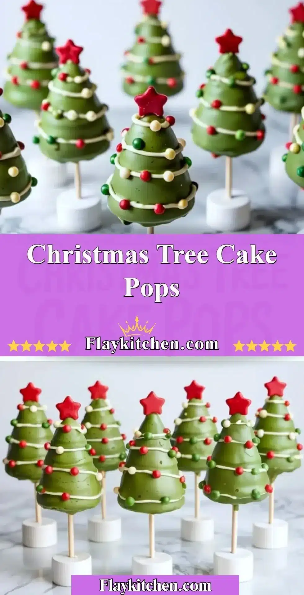 Festive Christmas Tree Cake Pops decorated for the holiday season