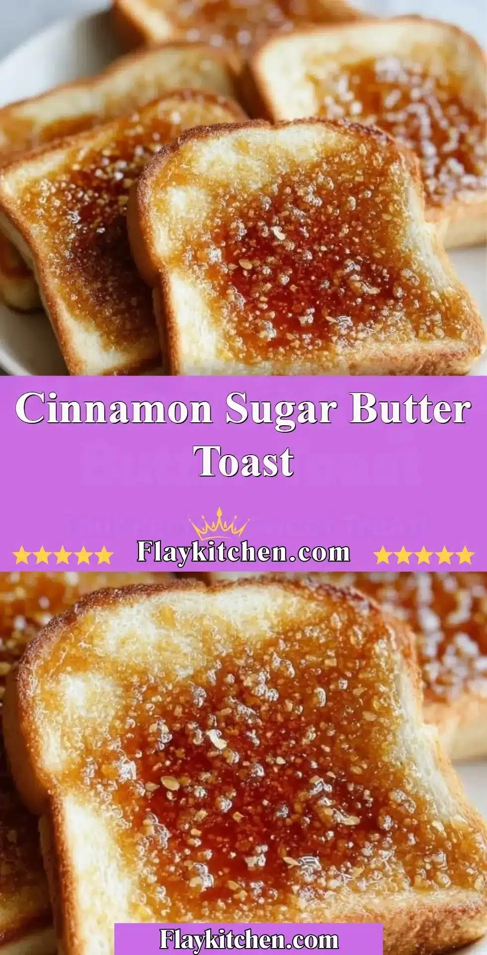 Delicious cinnamon sugar butter toast served on a plate