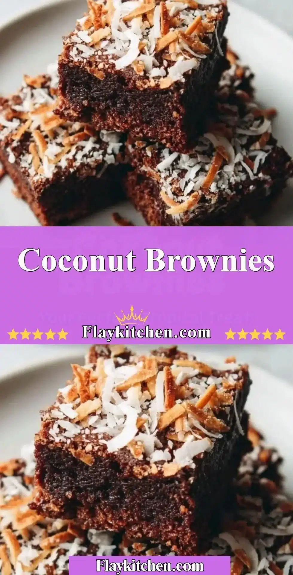 Coconut Brownies 2 Delicious homemade Coconut Brownies topped with shredded coconut