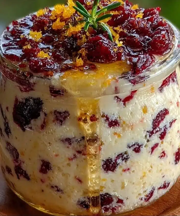 Homemade Cranberry Honey Butter spread on fresh bread