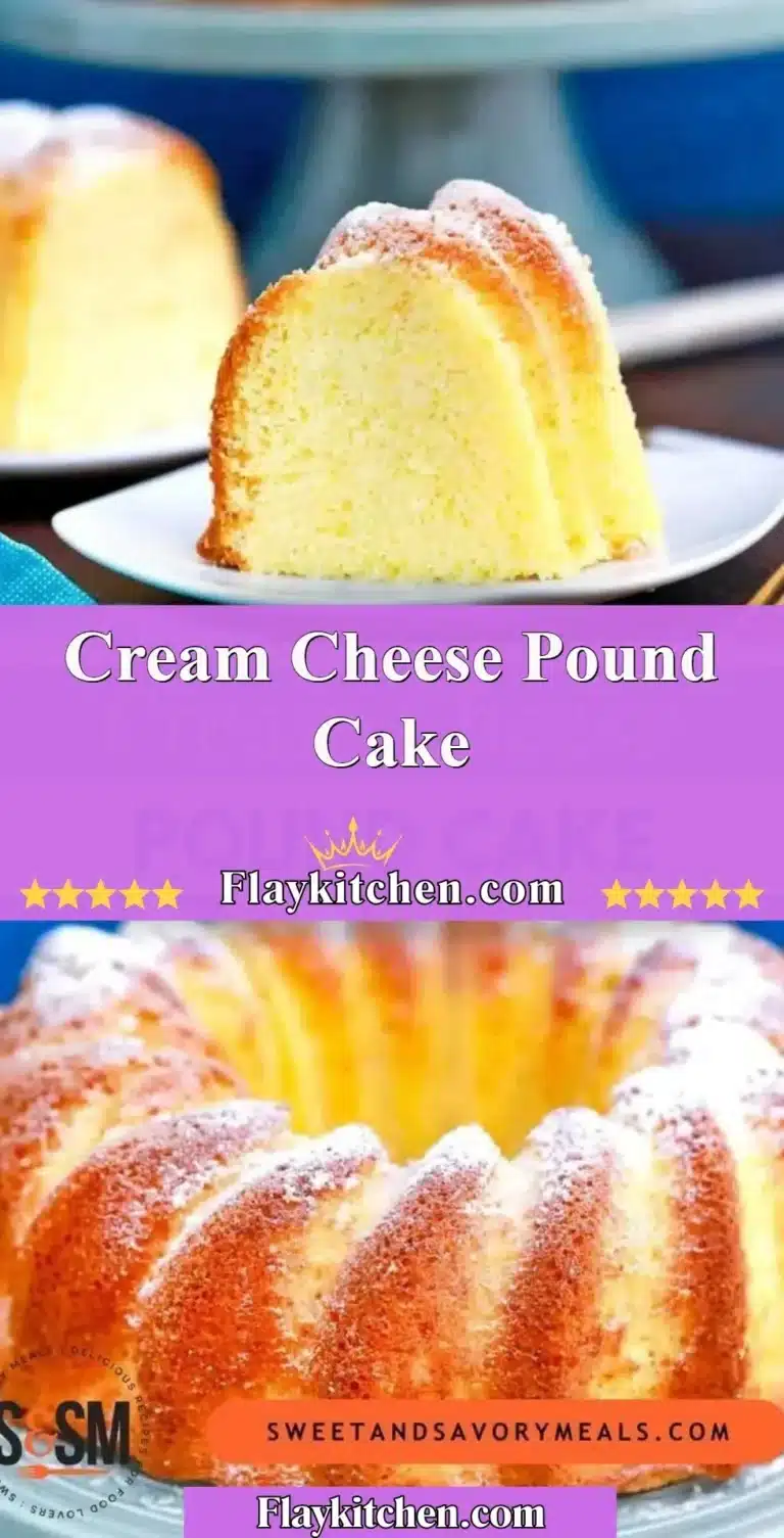 Delicious cream cheese pound cake served on a plate