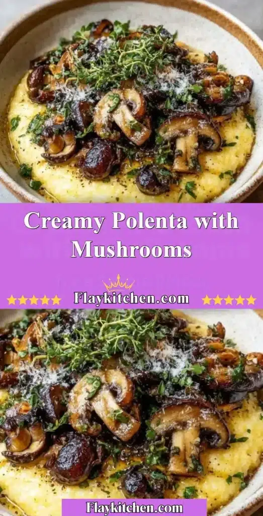 Creamy polenta dish topped with savory mushrooms