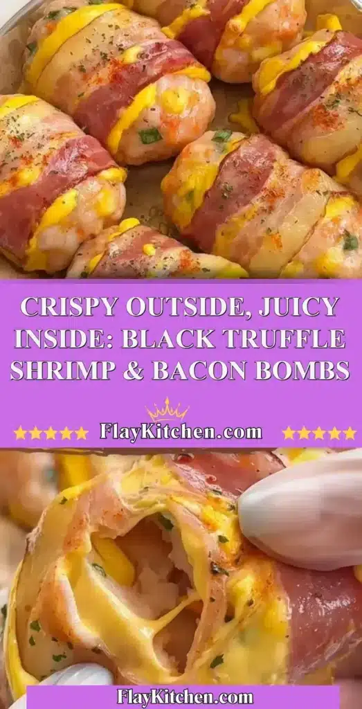 Black Truffle Shrimp and Bacon Bombs with a crispy exterior and juicy center