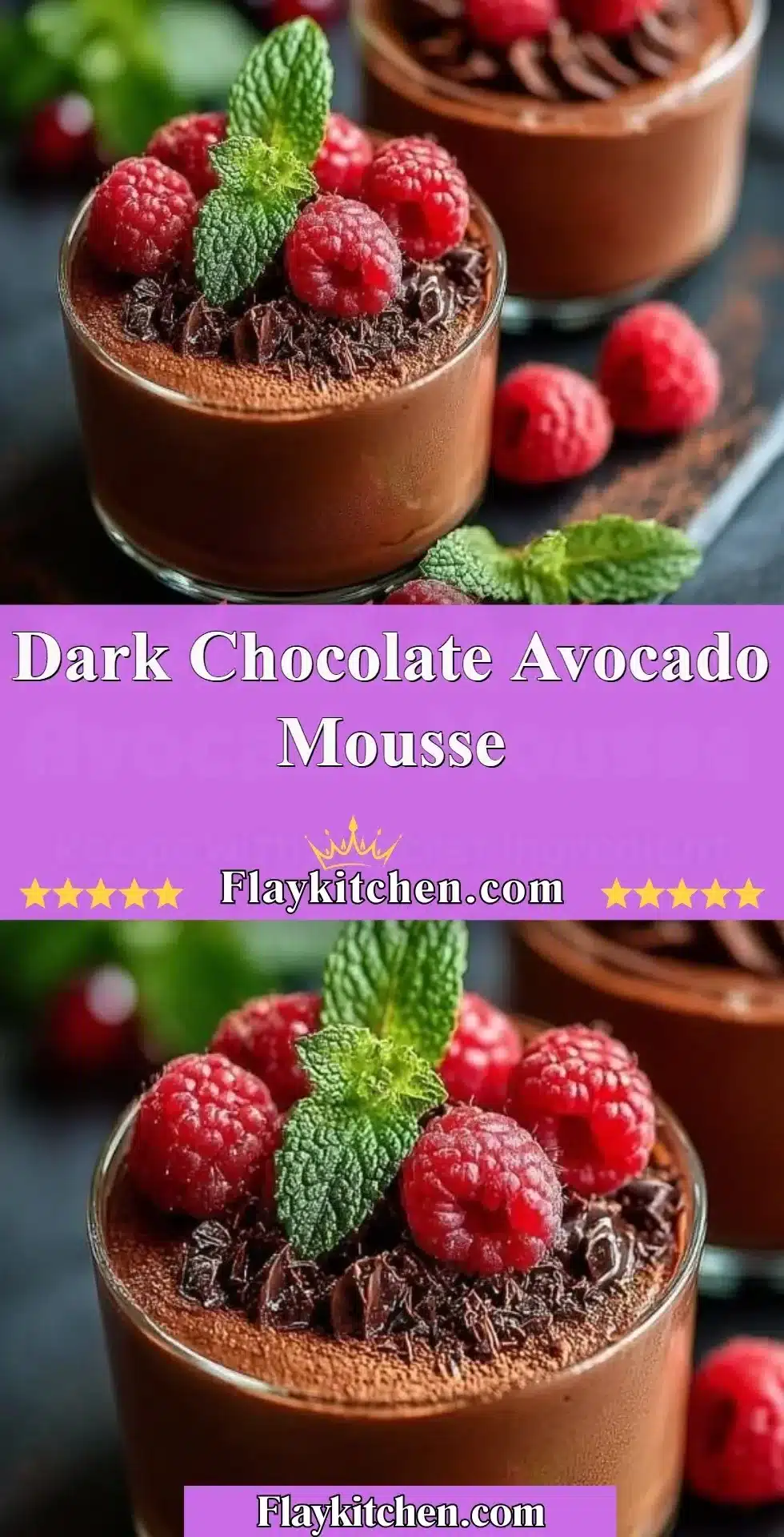Delicious dark chocolate avocado mousse in a stylish dessert bowl