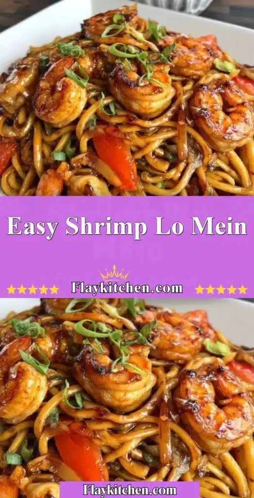 Delicious easy shrimp lo mein dish with colorful vegetables and noodles