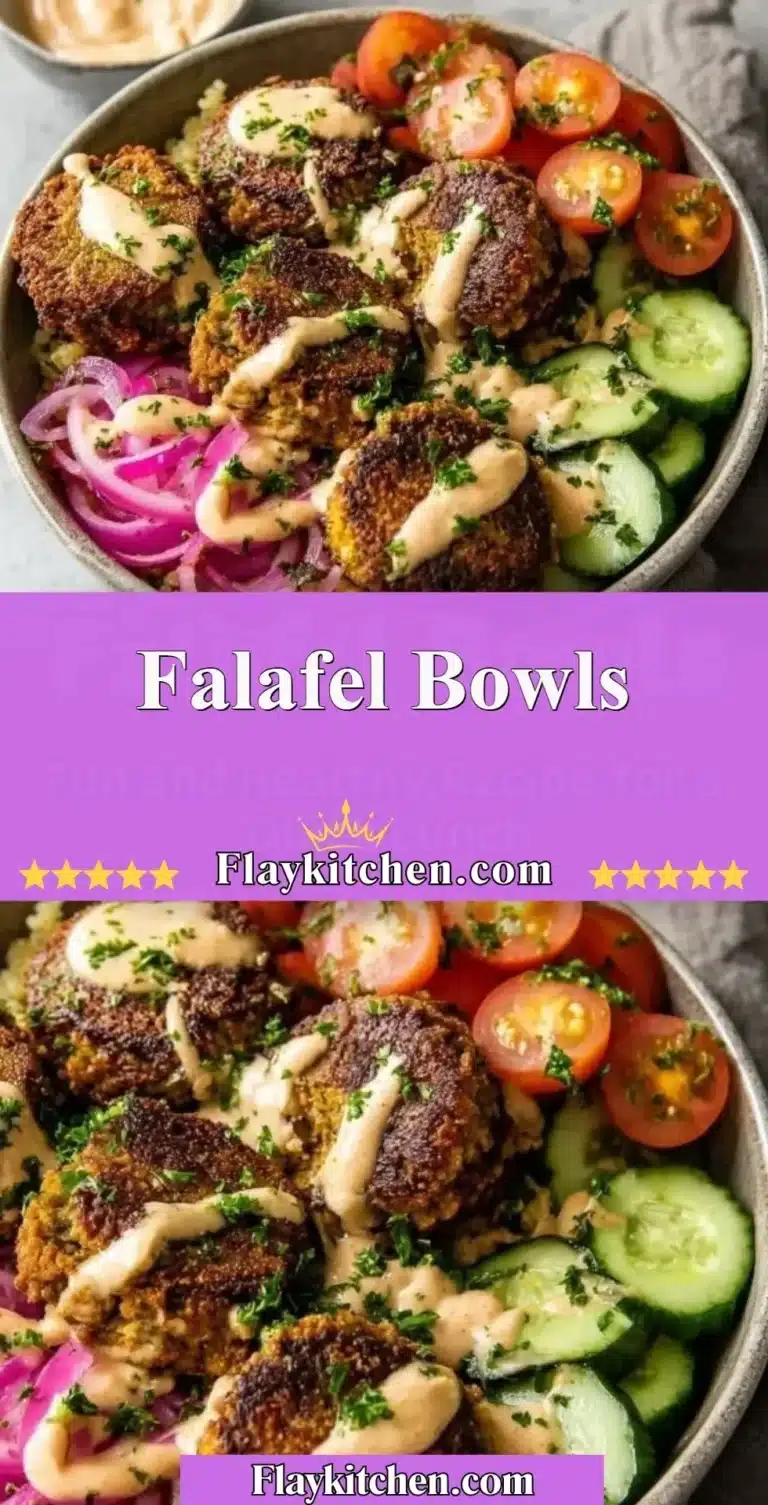 Delicious falafel bowls served with fresh vegetables and sauces