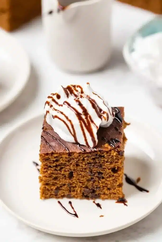 Delicious gluten-free gingerbread cake decorated for the holidays