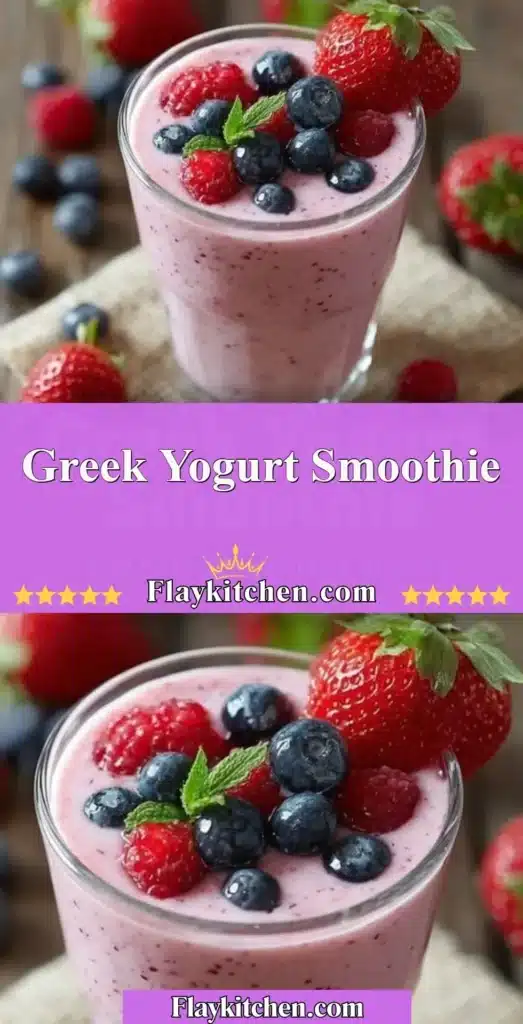 Healthy Greek yogurt smoothie with fruits in a glass