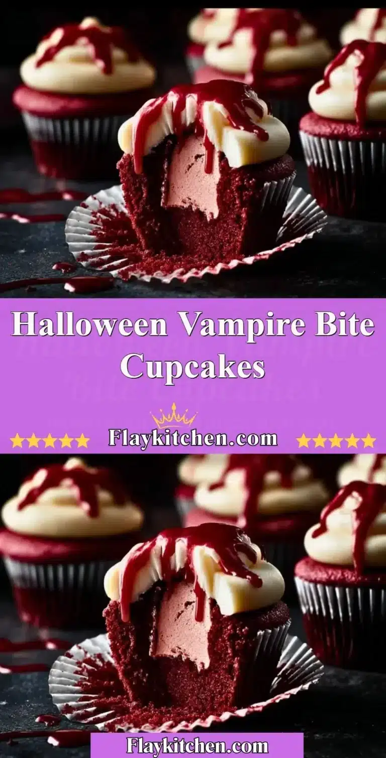 Halloween Vampire Bite Cupcakes dripping with red icing for a spooky treat