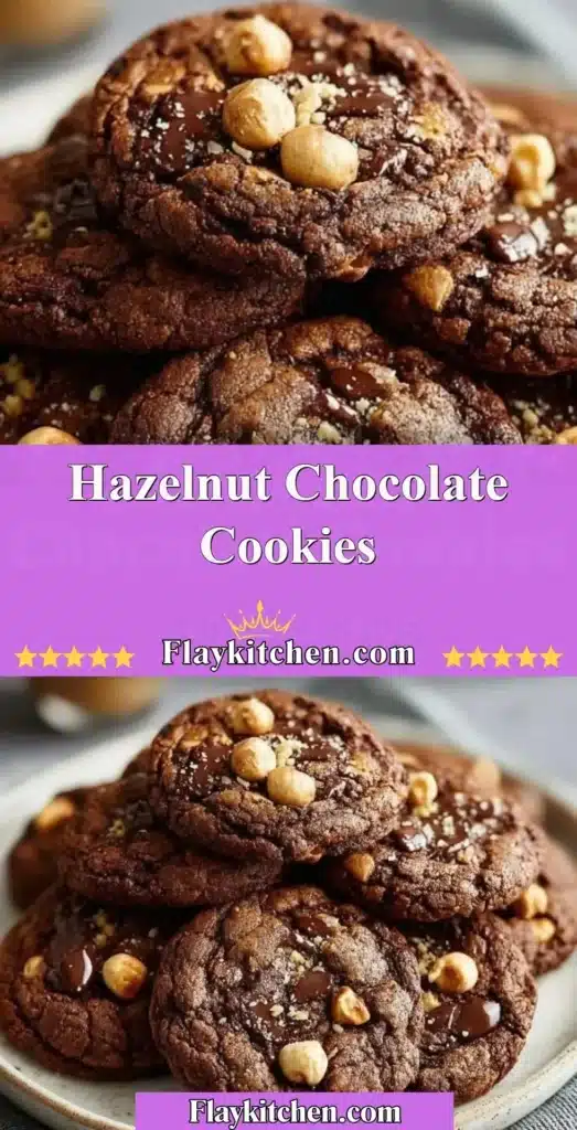 Plate of freshly baked hazelnut chocolate cookies with melted chocolate chunks