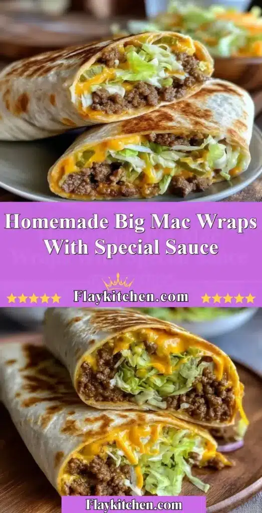 Homemade Big Mac Wraps with special sauce on a plate