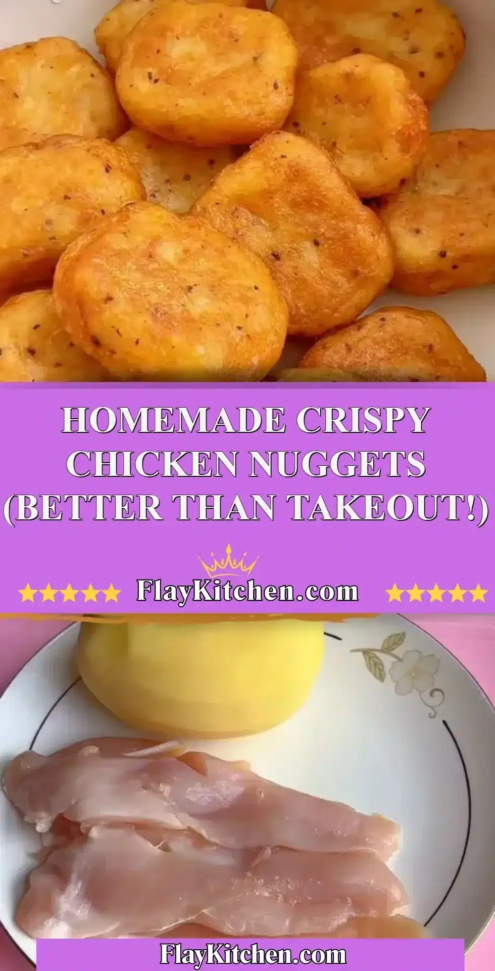 Homemade crispy chicken nuggets served with dipping sauce