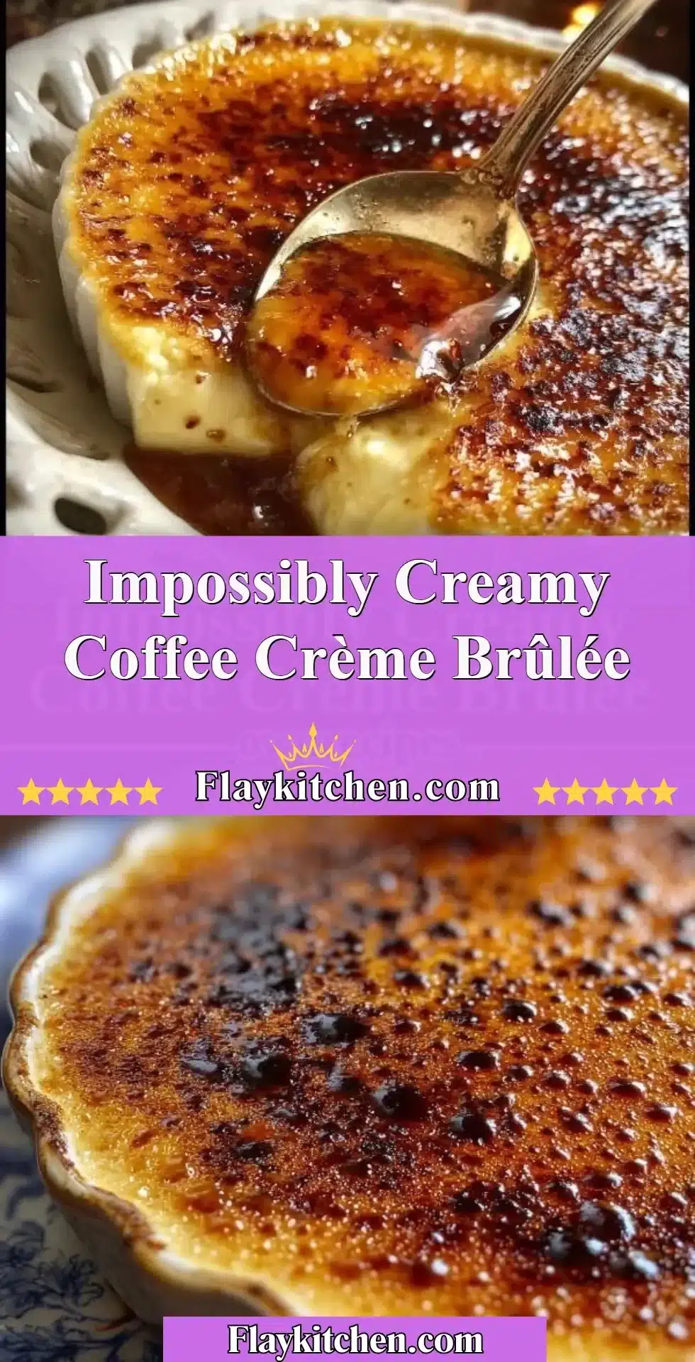 Impossibly creamy coffee crème brûlée served in a ramekin with a caramelized sugar top.
