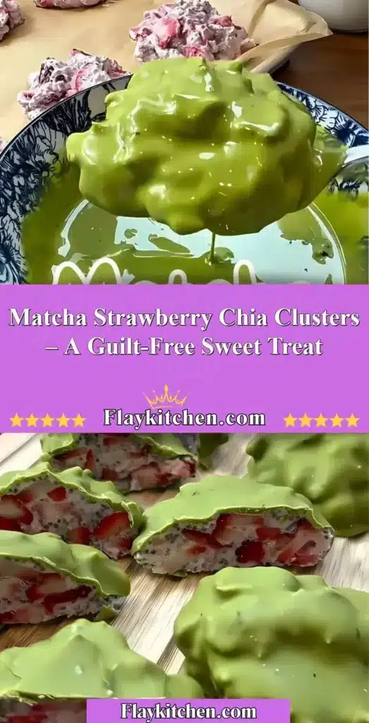 Matcha Strawberry Chia Clusters garnish for a healthy sweet treat