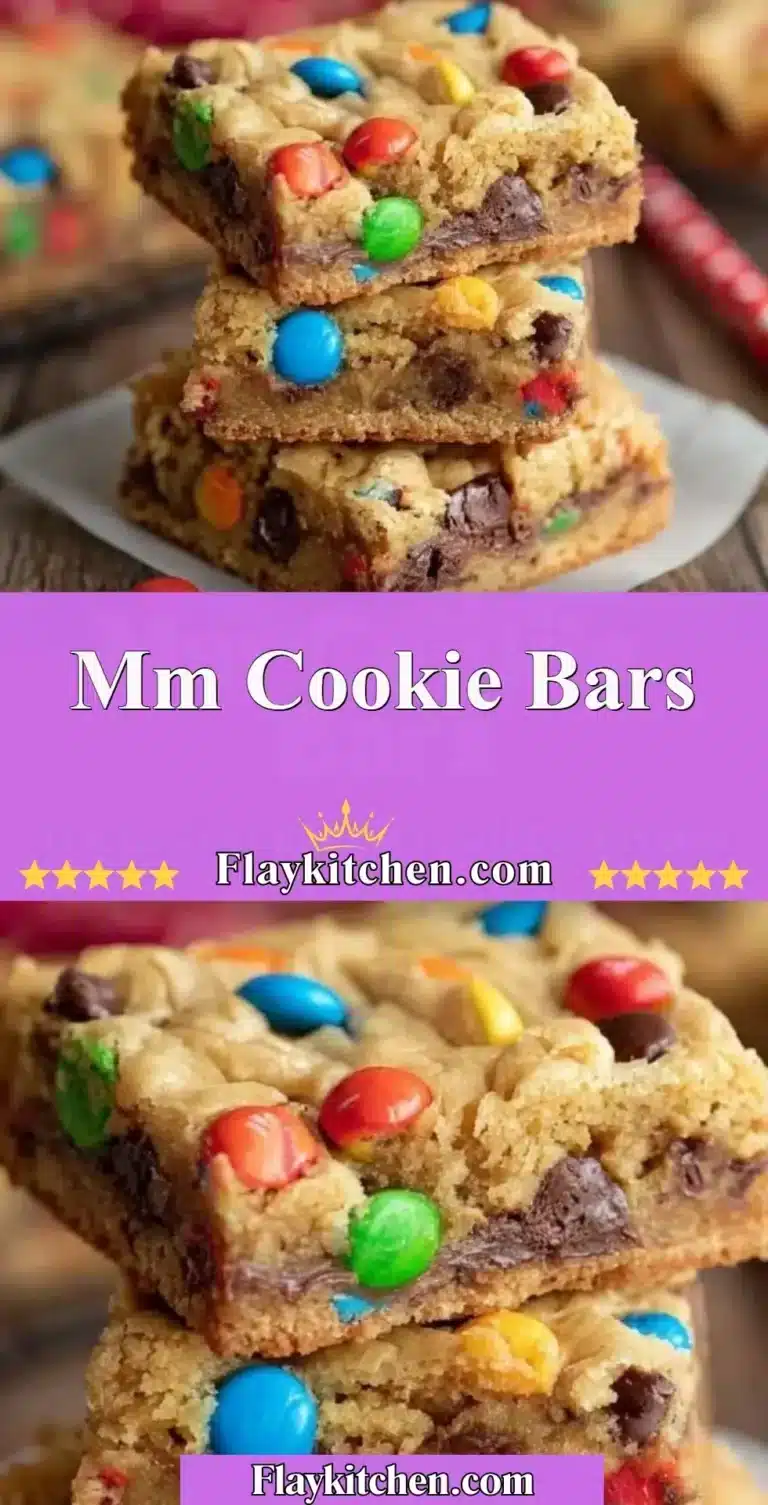 Delicious homemade mm cookie bars stacked on a plate, ready to enjoy.