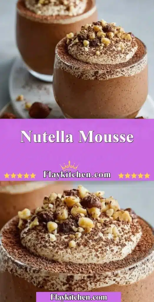 Delicious homemade Nutella mousse served in dessert cups