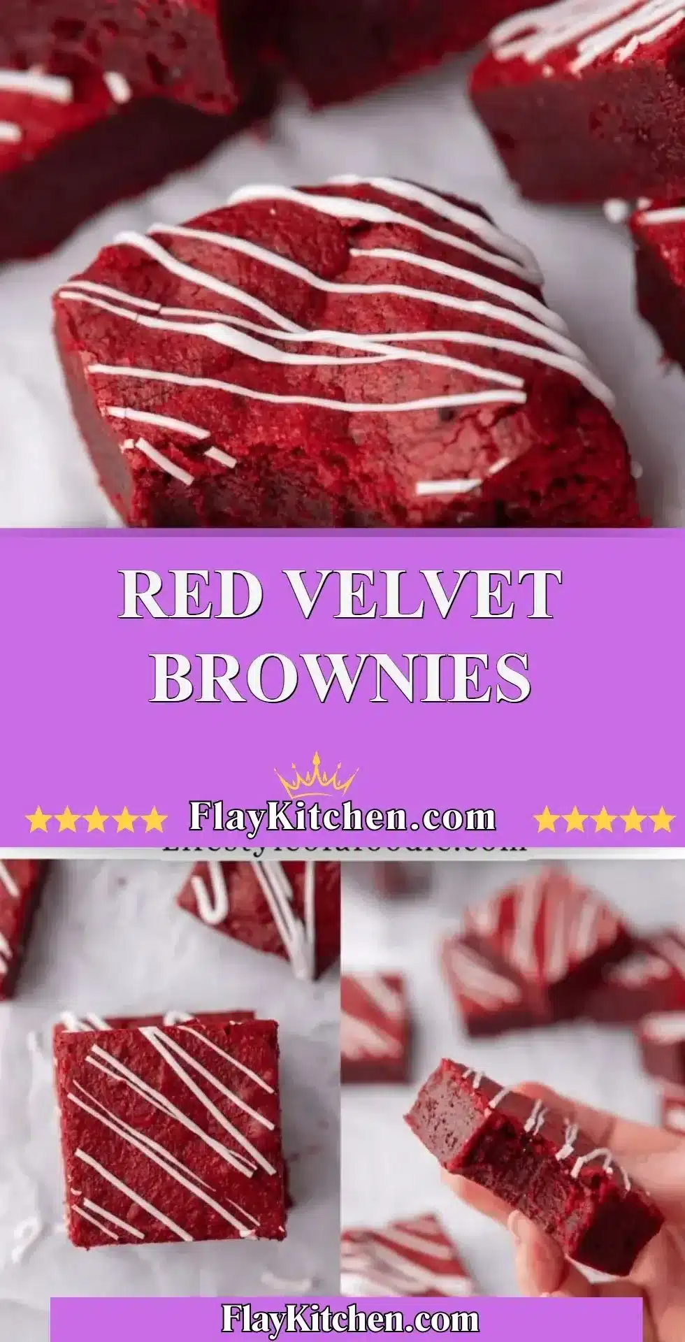 Delicious red velvet brownies topped with cream cheese frosting