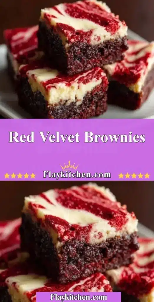 Delicious red velvet brownies topped with cream cheese frosting