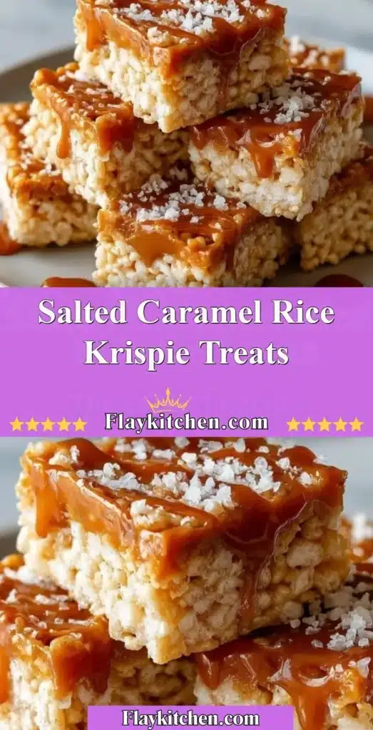 Delicious Salted Caramel Rice Krispie Treats with a touch of sea salt