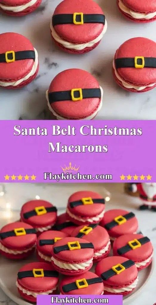 Santa Belt Christmas macarons decorated for festive holiday cheer