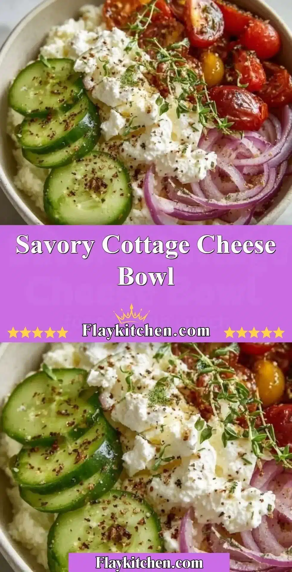 Savory cottage cheese bowl with fresh ingredients for a healthy meal option.