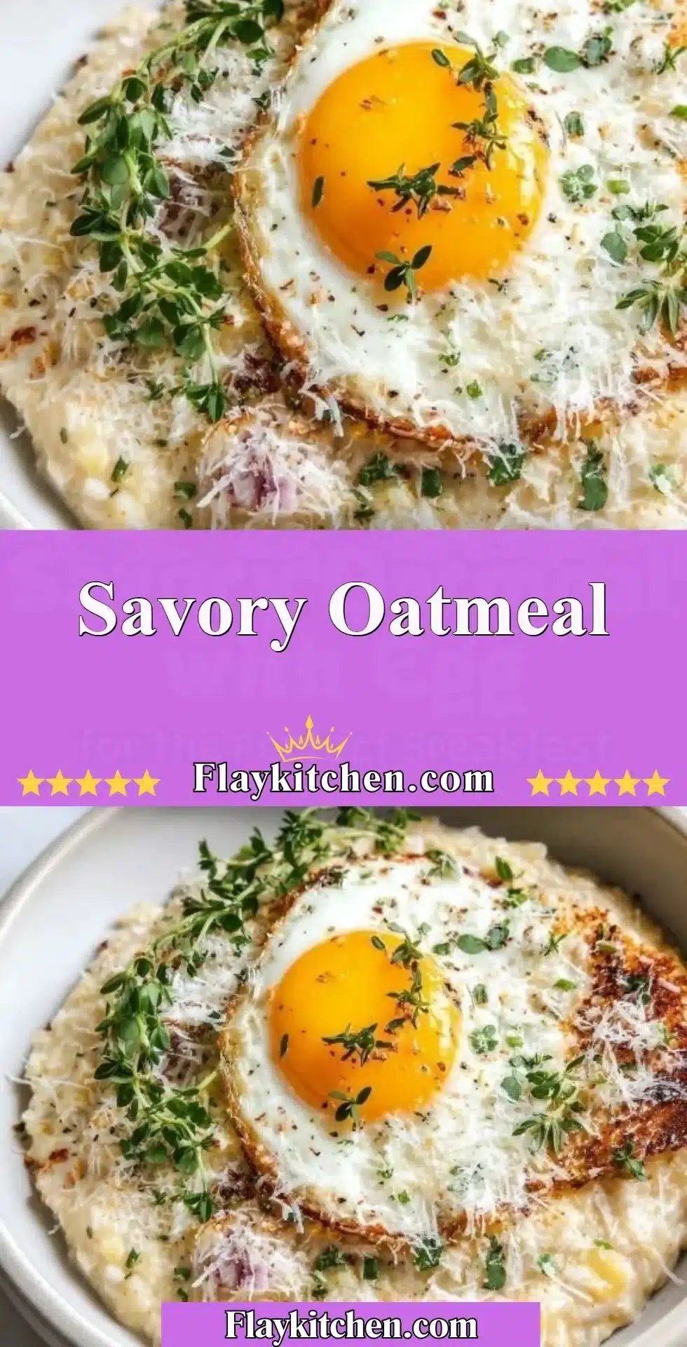 Bowl of savory oatmeal topped with vegetables and spices for a healthy meal