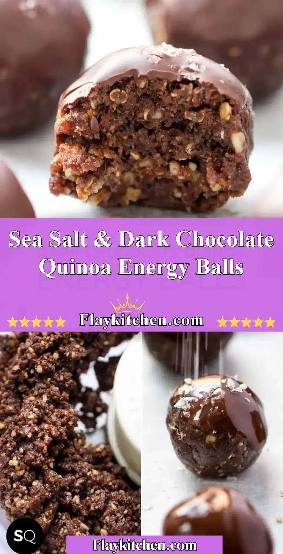 Sea Salt and Dark Chocolate Quinoa Energy Balls for a healthy snack
