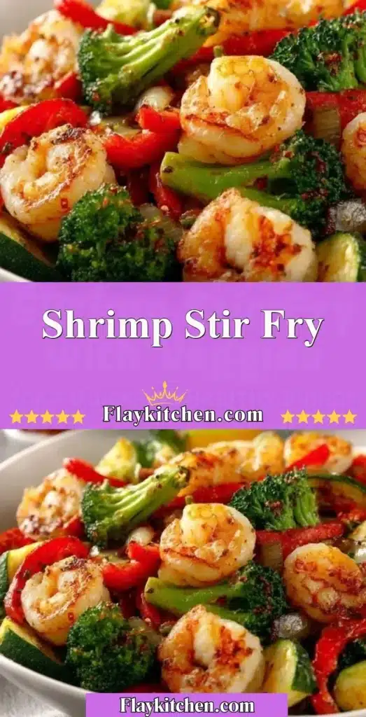 Colorful shrimp stir fry with vegetables in a pan