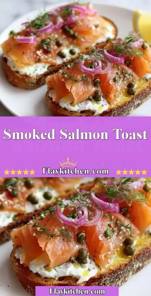 Delicious smoked salmon toast topped with avocado and herbs
