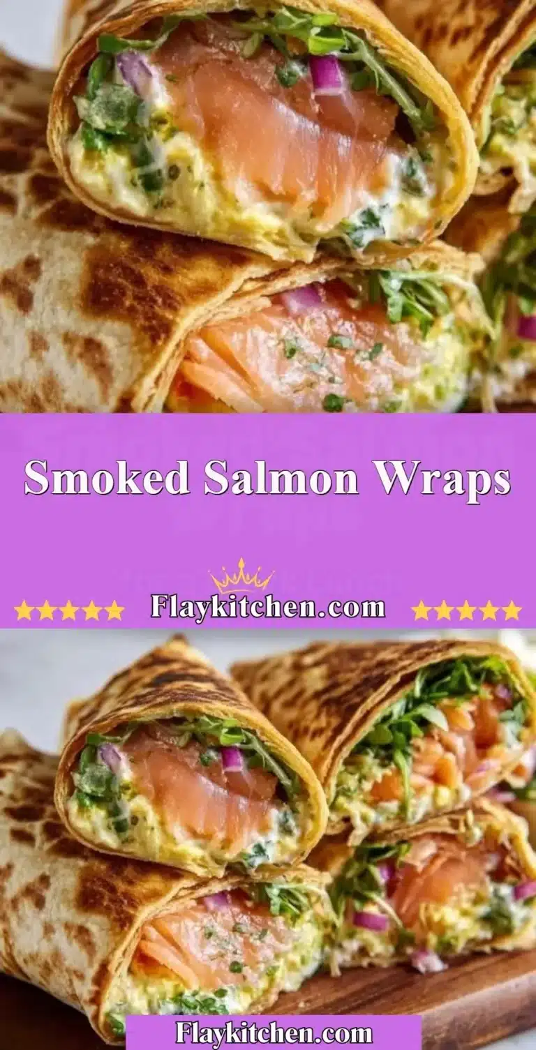 Delicious smoked salmon wraps filled with fresh ingredients and served on a plate