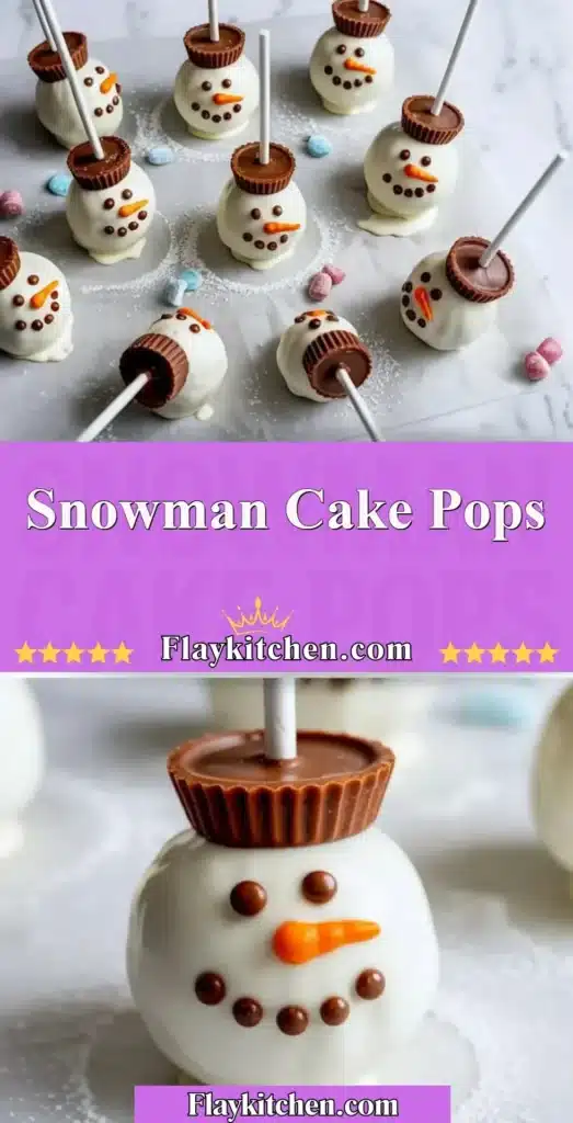 Delicious Snowman Cake Pops decorated for winter festivities