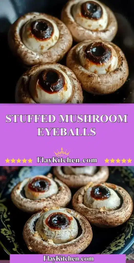 Spooky stuffed mushroom eyeballs perfect for Halloween appetizers