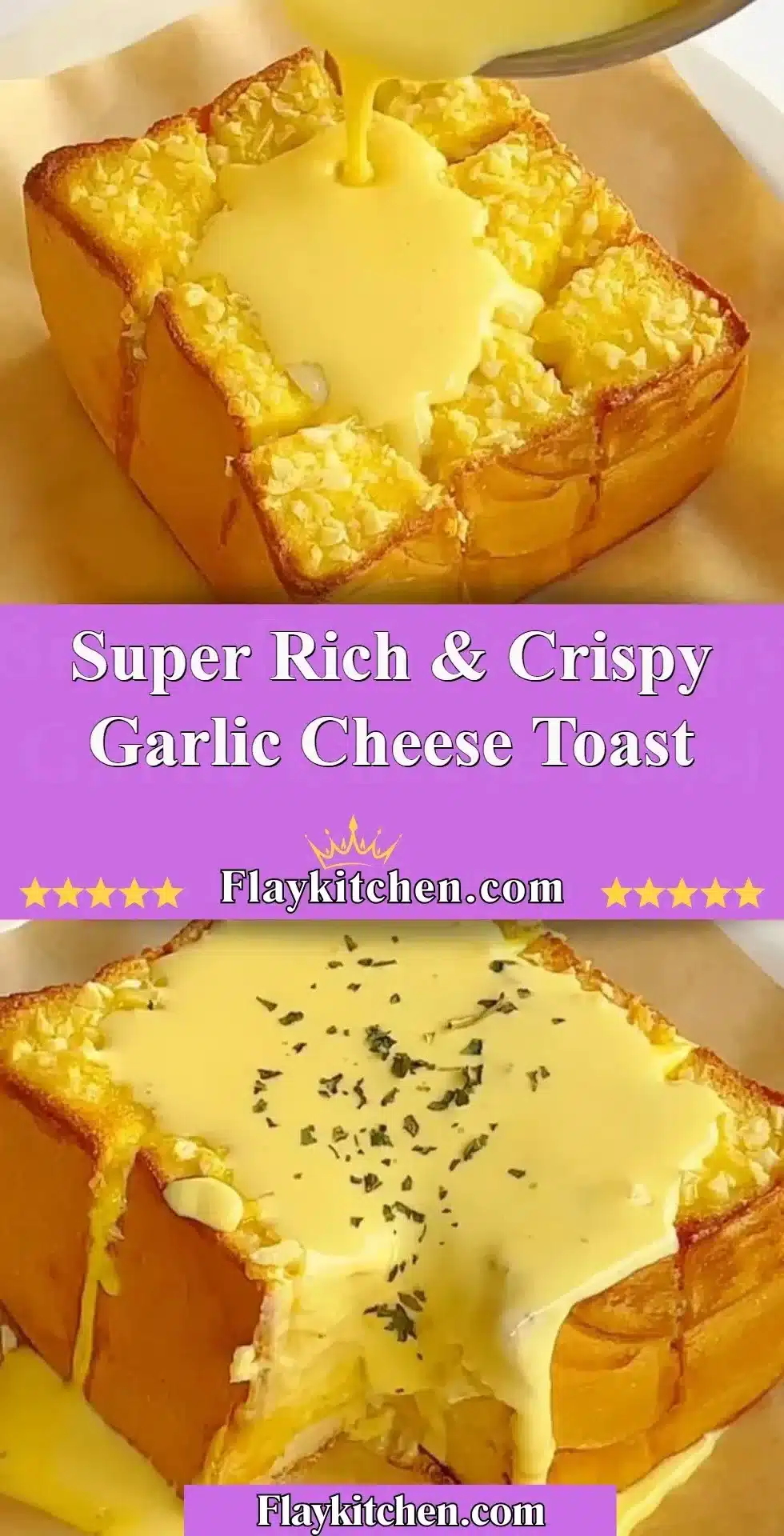 Delicious garlic cheese toast, crispy and rich, served with herbs.