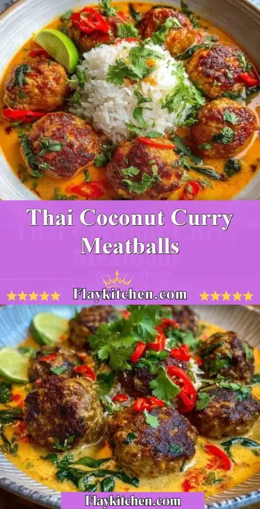 Delicious Thai coconut curry meatballs served in a creamy sauce