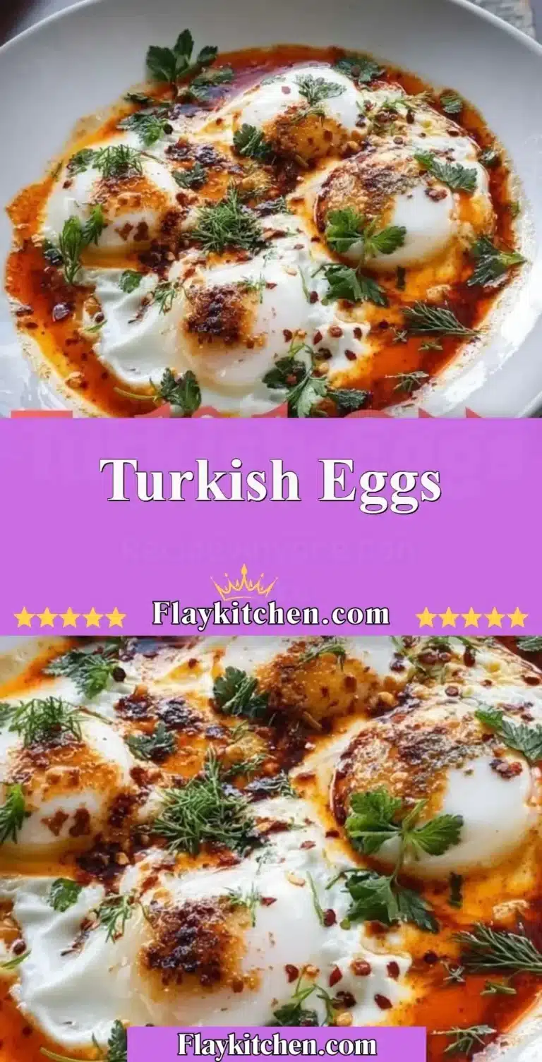 Delicious Turkish Eggs with yogurt and spiced butter served in a bowl.