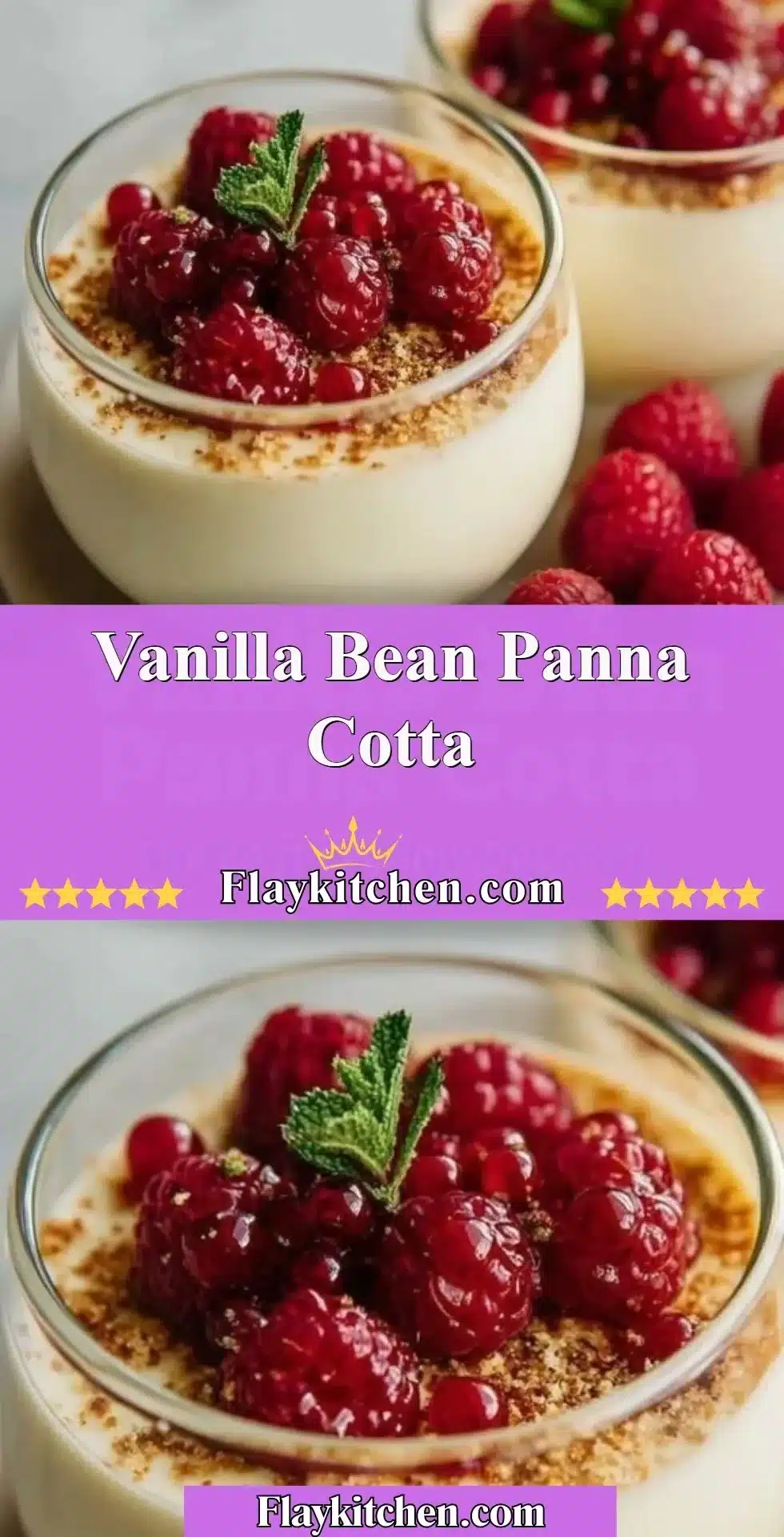Vanilla Bean Panna Cotta 2 Delicious Vanilla Bean Panna Cotta served in elegant dessert cups