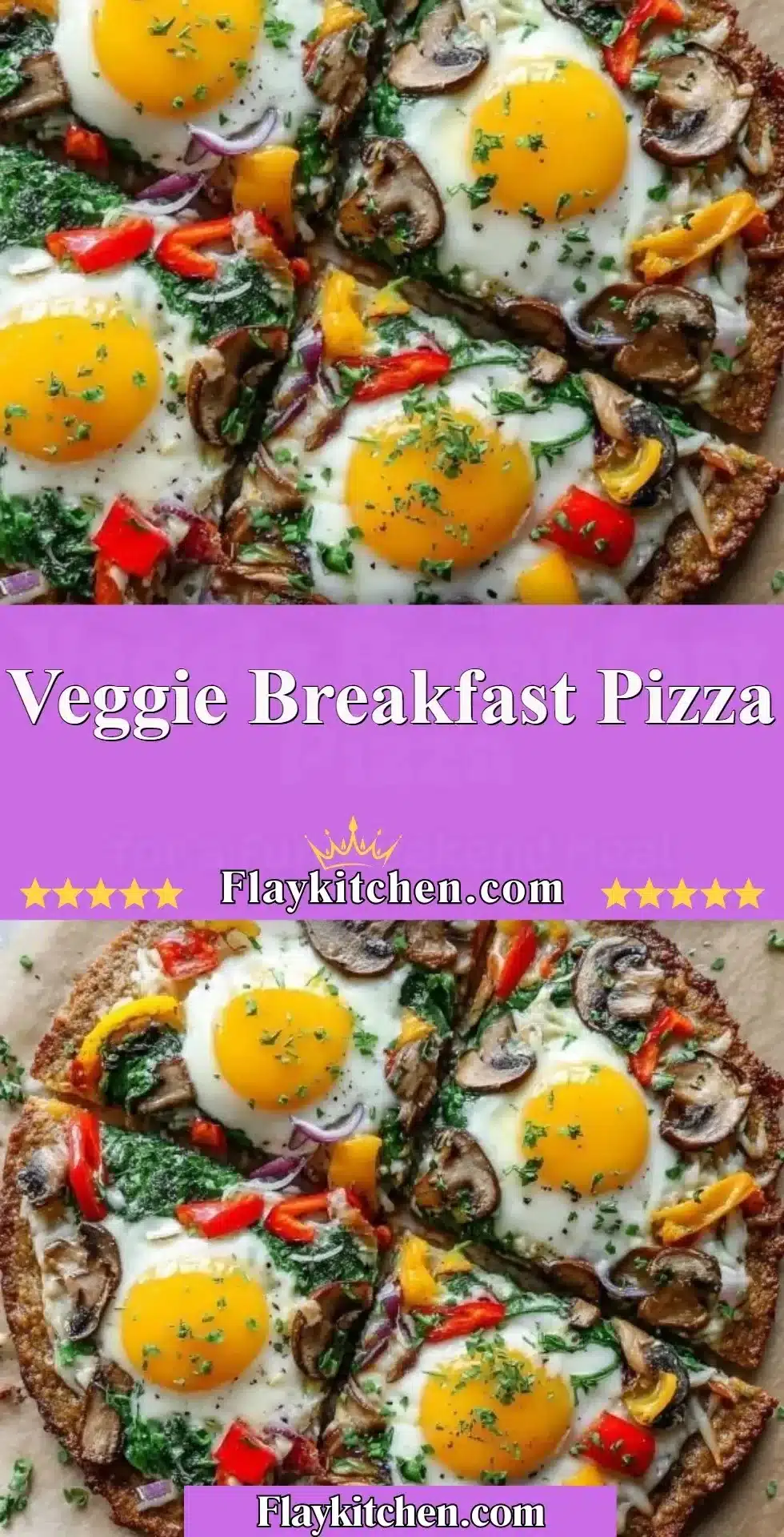 Delicious veggie breakfast pizza with fresh toppings and melted cheese