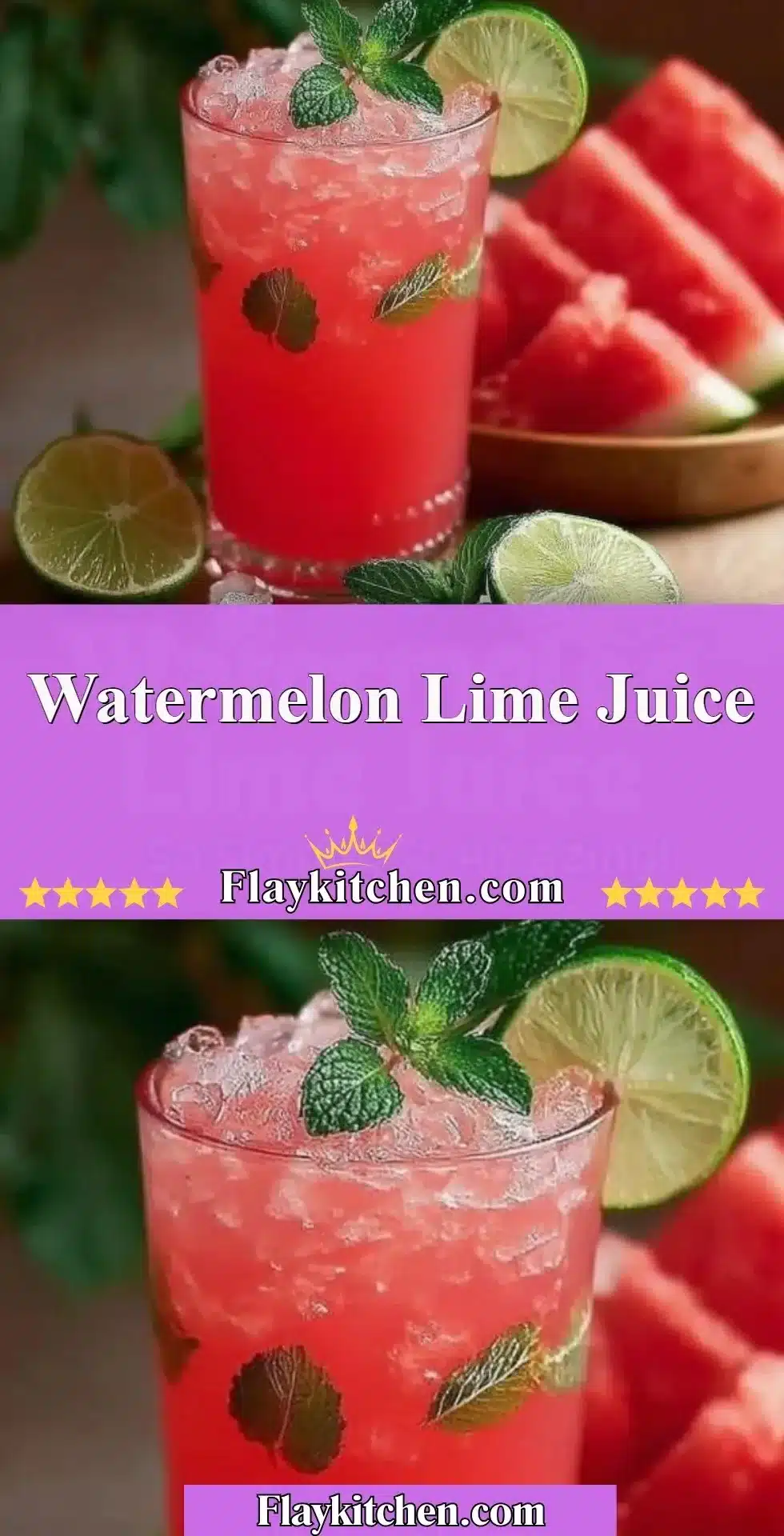 Watermelon Lime Juice 2 Refreshing glass of watermelon lime juice garnished with mint